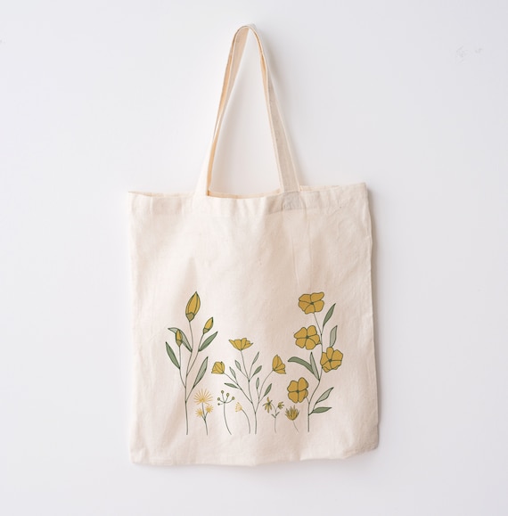 flowers in tote bag