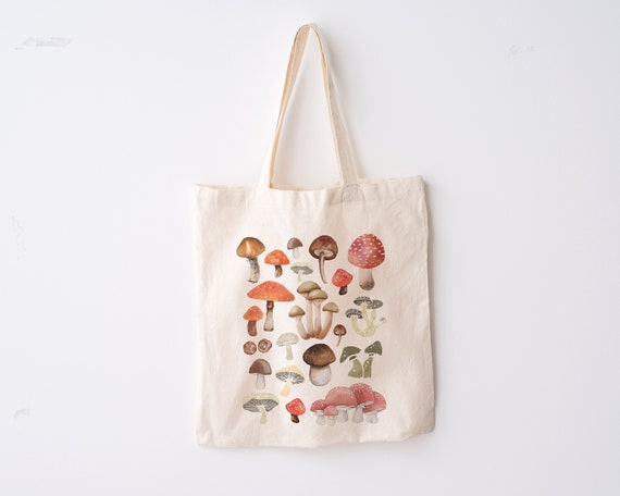 Mushroom Tote Bag Cute Tote Bag Mushroom Bag Plant Tote | Etsy