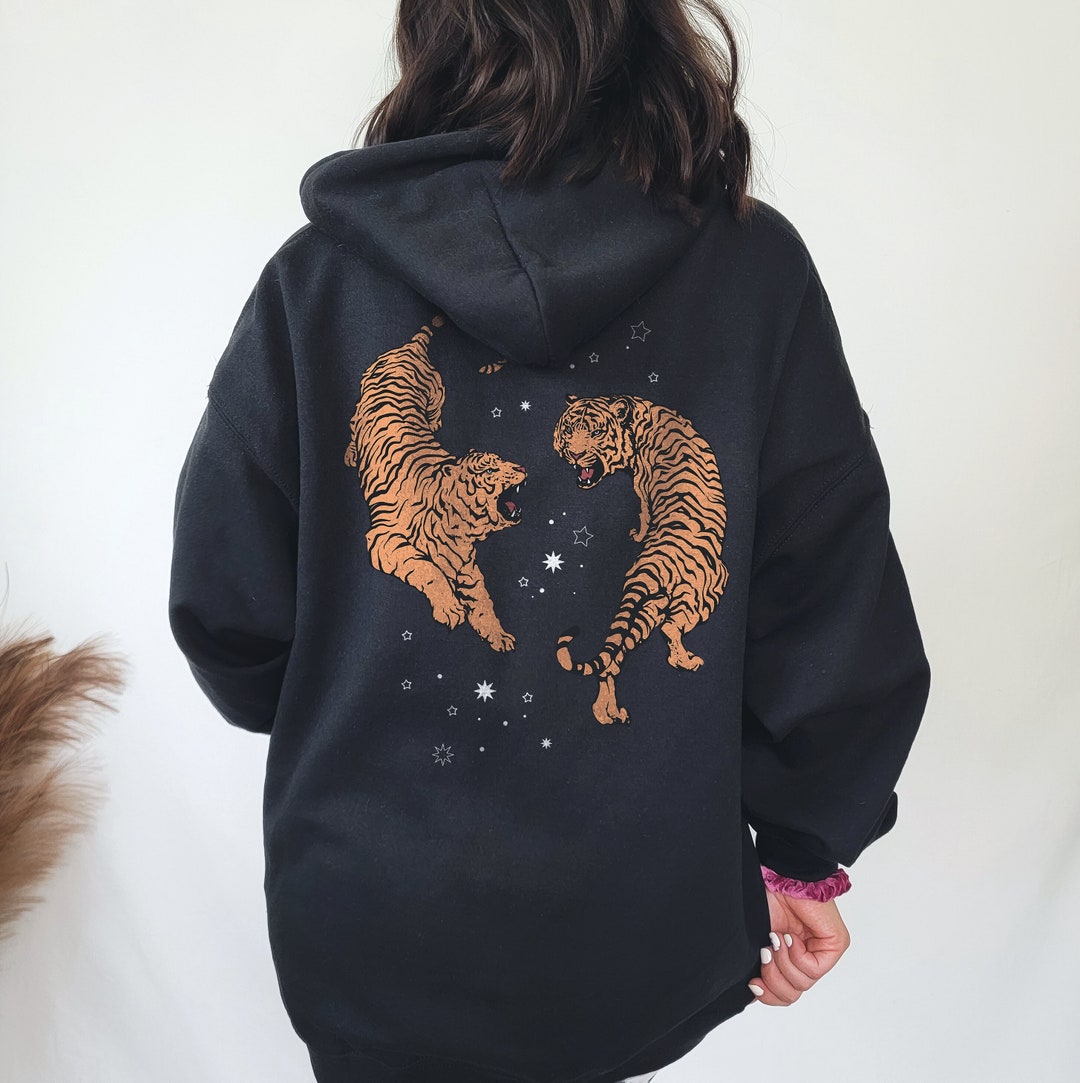 Tiger Hoodie Trendy Hoodie Back Print Sweatshirt Aesthetic - Etsy