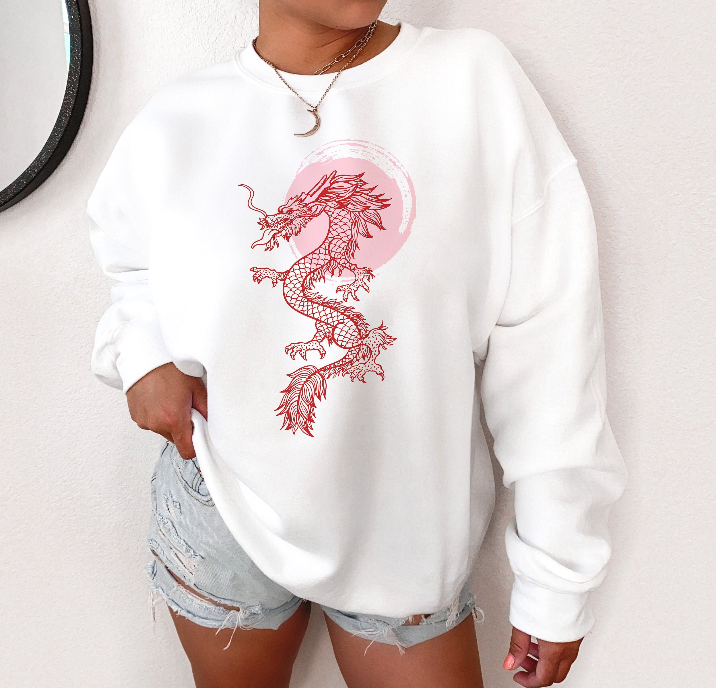 Chinese Dragon Crew Neck Sweatshirt Dragon Shirt Oversized - Etsy