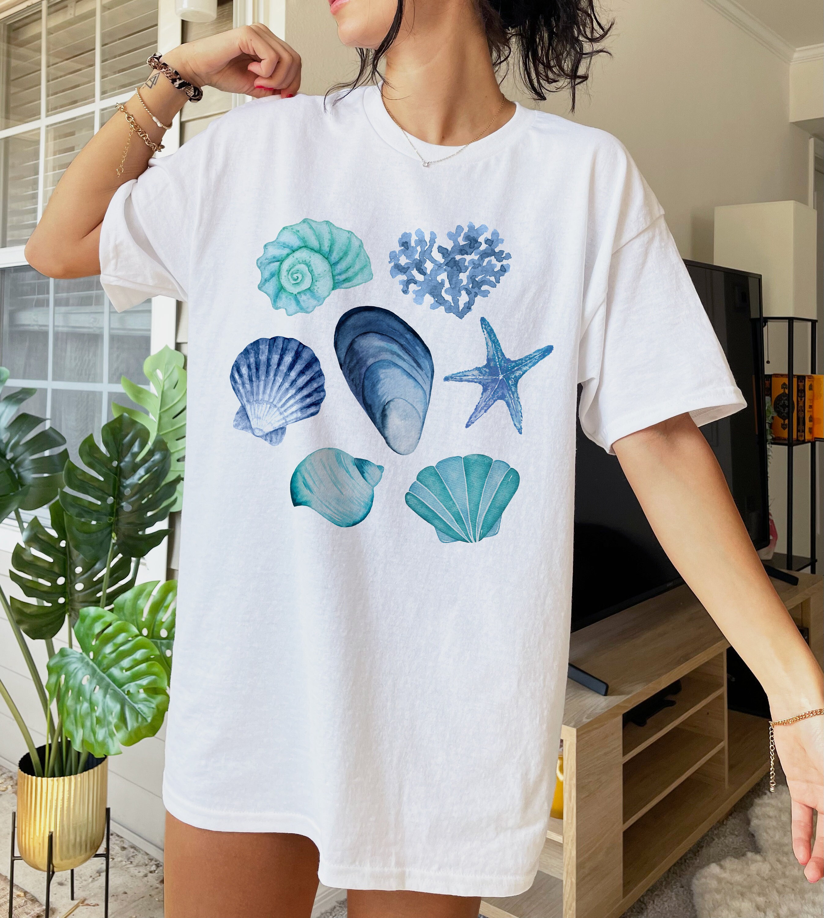 Oyster Shirt Seashell Graphic Tee Oyster T-shirt Seashell