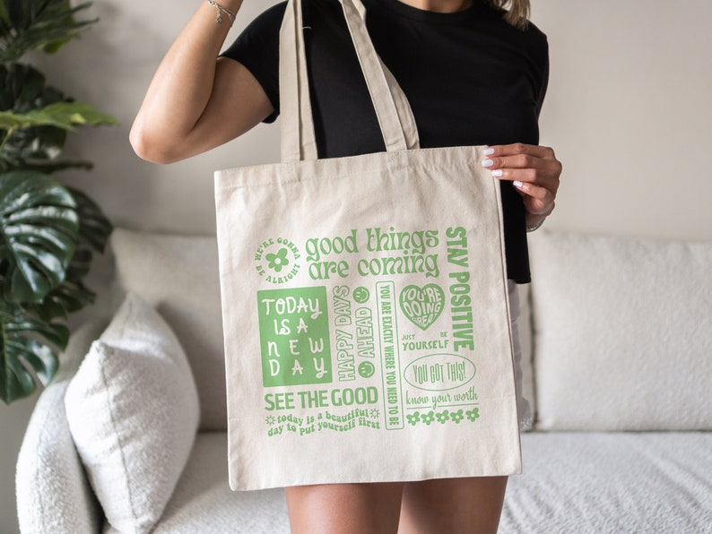 Positive Quotes Cute Tote Bag Trendy Tote Bag Cute Tote Bags Canvas Tote Bag Aesthetic Tote Bag Retro Tote Bag Small Tote Bag Mental Health 