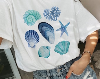 Oyster Shirt Seashell Graphic Tee Oyster T-Shirt Seashell Shirt Preppy Top Trendy Coastal Tshirt Beach Tee Sea Shell Tee Aesthetic Clothing