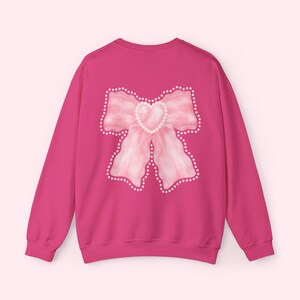 Pink Bow Sweatshirt Ribbon Crew Neck Sweatshirt Valentines Gift Trendy Ribbon Crewneck Cute Ribbon Shirt Womens Clothes Coquette Aesthetic image 7