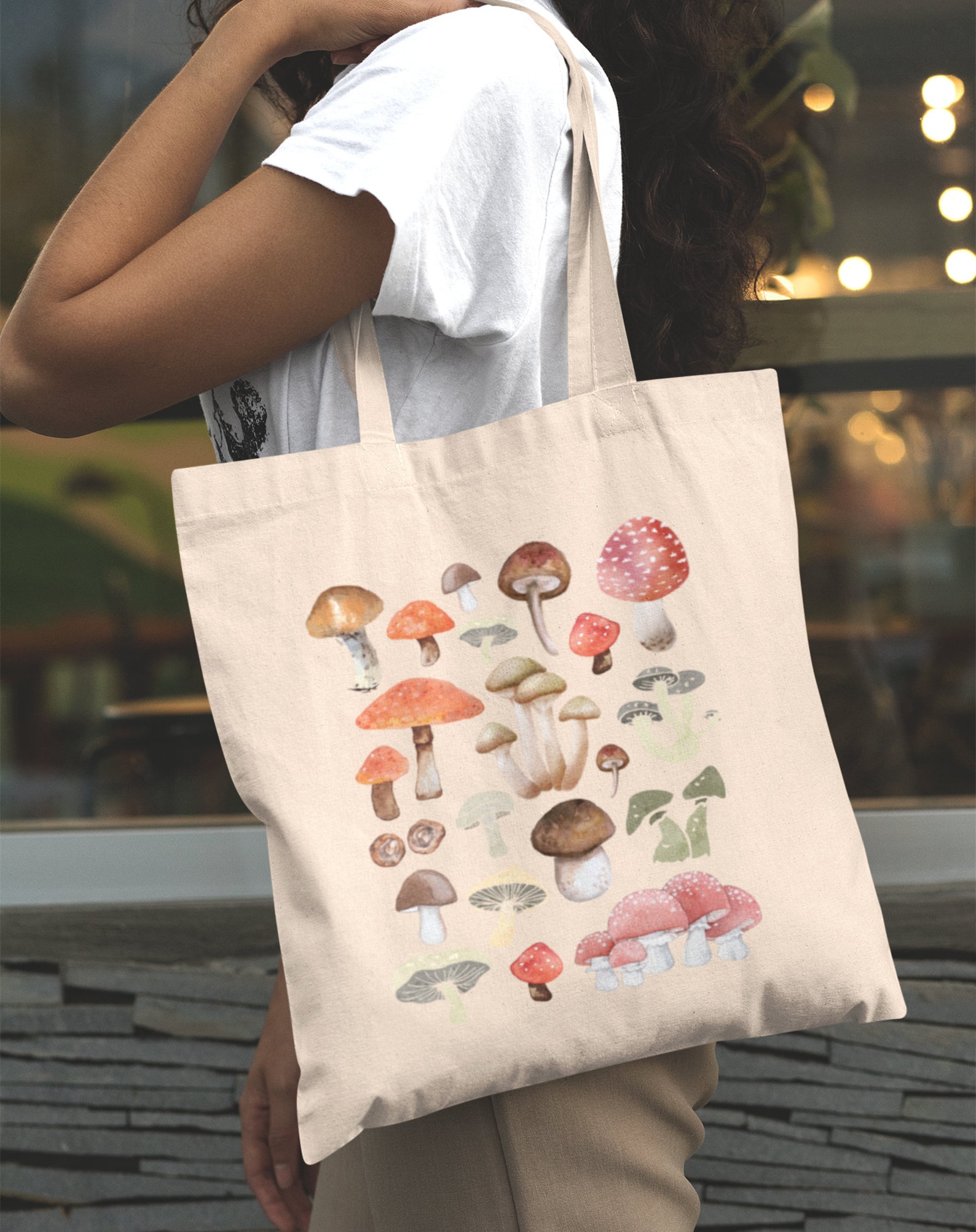 Mushroom Tote Bag Cute Tote Bag Mushroom Bag Plant Tote Etsy