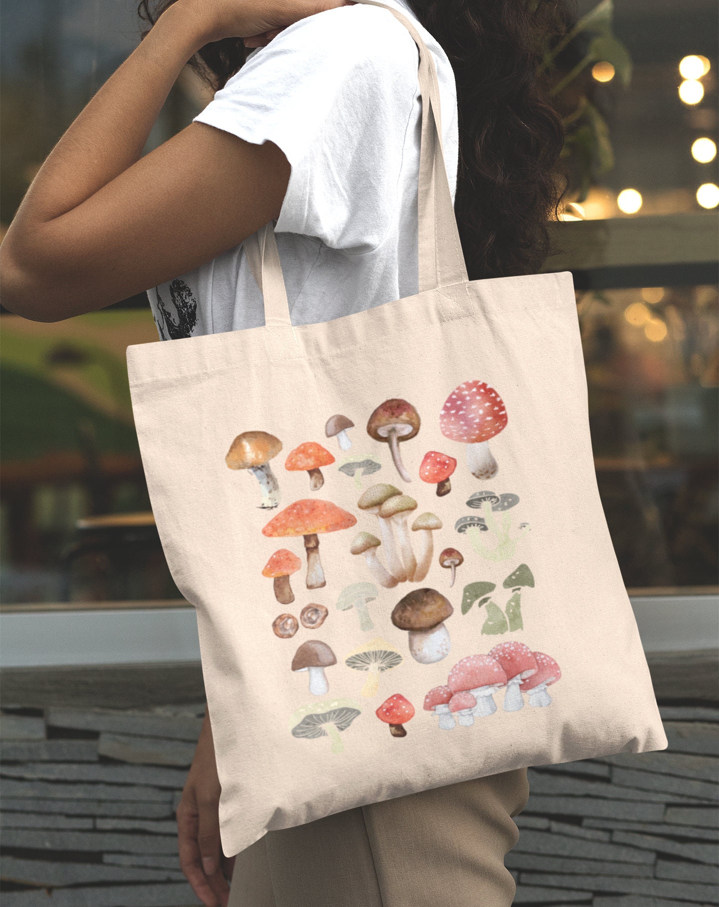 Mushroom Tote Bag Cute Tote Bag Mushroom Bag Plant Tote | Etsy