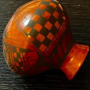 Mata Ortiz Hand-Coiled Seed Pot: Anna Trillo Signed Geometric Pottery