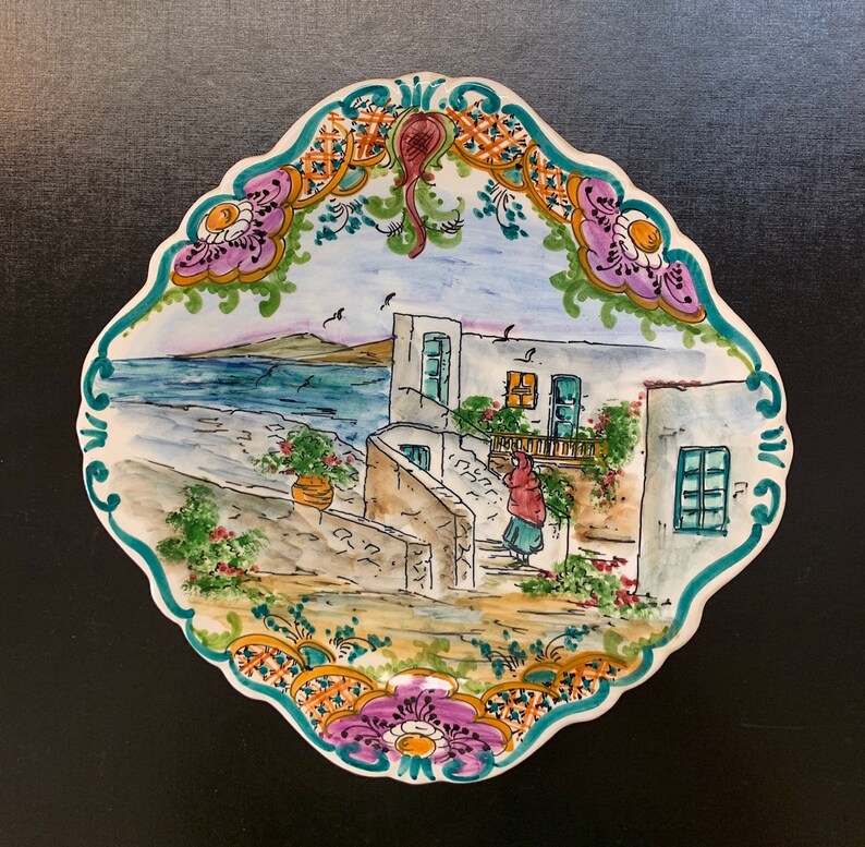 Set of 3 Hand Painted Plates From Greece Fiori Ceramics of Etsy