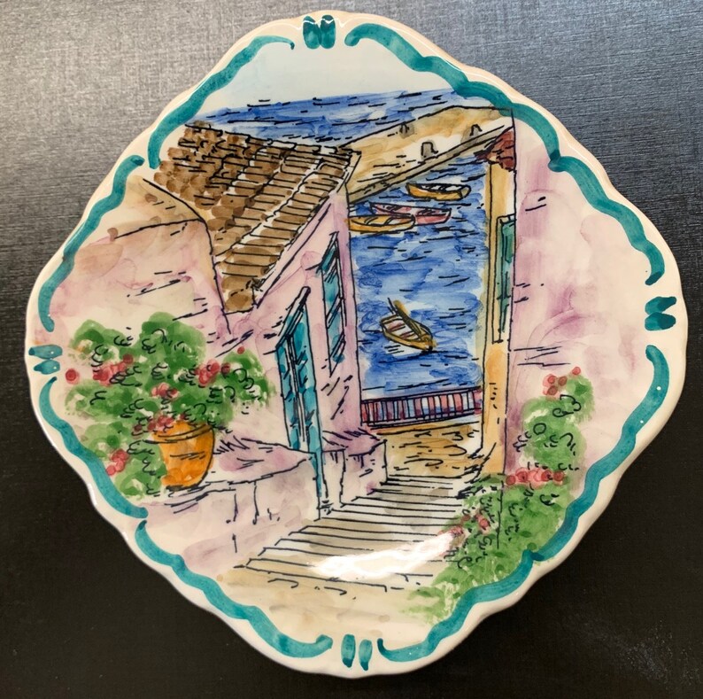 Set of 3 Hand Painted Plates From Greece Fiori Ceramics of Etsy