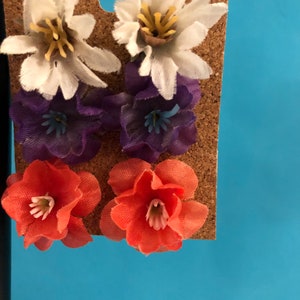 3 pair of floral post earrings