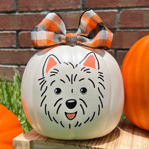 Westie Halloween Pumpkin Fall West Highland White Terrier Dog Carin Yorkie Dog Mom Home Decor Thanksgiving Gift Decorations