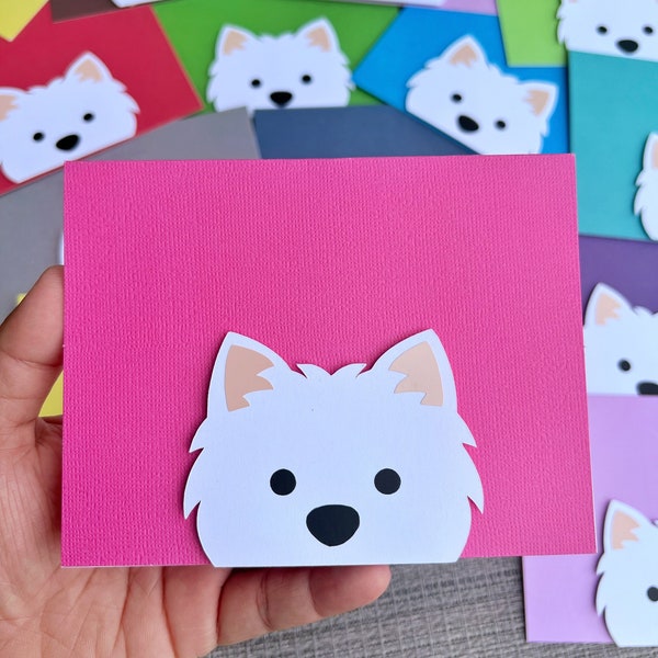 Westie Dog Blank Cards, Westie Greeting Stationary, Colorful Fun Note Cards, Westie Mom West Highland White Terrier Dog Gift (5 or 10 Pack)