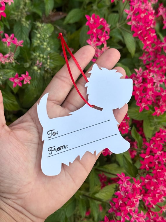 Westie Christmas Gift Tags, West Highland Terrier Dog, Holiday Gift Wrapping Set of 20 (110lb Cardstock)