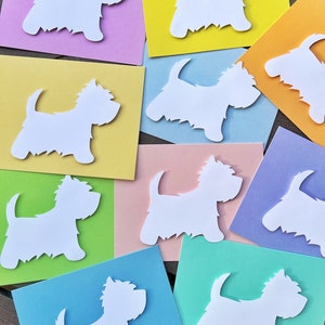 Westie Dog Cards, Westie Greeting Stationary, Colorful Fun Blank Note Cards, White West Highland Terrier Dog Puppy Mom Summer Gift 5 Pack