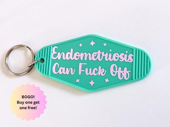 Endometriosis Can fuck off Vintage Motel Keychain, Endo Awareness Keychain, Endo Support Gift, Endo Warrior Keychain, Fuck Endo Gift for her