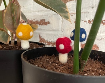 mushroom plant stake, handmade plant accessory