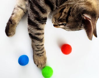 Felted Wool Cat Toy Balls: Catnip Infused, Pick Your Colors (Set of 6)