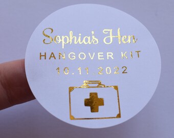 Foiled Hen Party Survival Kit Personalised Sticker | Hangover Kit | Emergency Survival Kit Label | Wedding Party Favor | Hen do Bag | Custom
