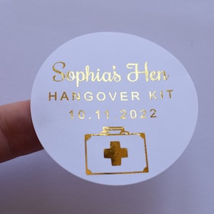 Foiled Hen Party Survival Kit Personalised Sticker | Hangover Kit | Emergency Survival Kit Label | Wedding Party Favor | Hen do Bag | Custom