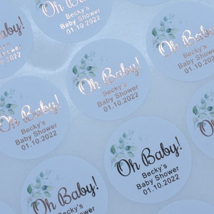 Baby Shower Personalised Luxury Real Foiled Stickers, Oh Baby Stickers, Gender Reveal Party Favor, Pop It When She Pops Chic Decoration