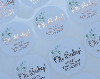 Baby Shower Personalised Luxury Real Foiled Stickers, Oh Baby Stickers, Gender Reveal Party Favor, Pop It When She Pops Chic Decoration