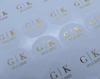 35 Luxury Classic Foiled Monogram Personalised/Personalized Initial Wedding Party Clear Frosted Invitation Sticker Custom Event Sticker 37mm