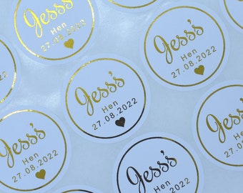 Personalised Foil Hen Party Stickers | Custom Rosegold Hen Party Favors | Team Bride | I Do Crew | Hangover Kit Round Labels | Bride Squad
