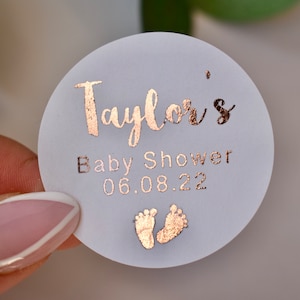 Personalised Luxury Foiled Baby Shower Favor Decoration Thank You Sticker | Custom Oh Baby Sticker | Gender Reveal Sticker | Ready To Pop