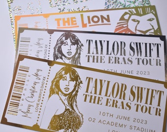 Personalised Concert Ticket, Foiled Golden Ticket, Event Ticket, Custom Ticket, Gift Certificate, Christmas Gift Card, Birthday Gift Card