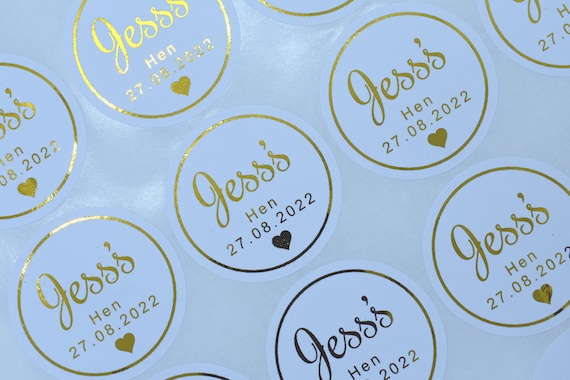 Personalised Foil Hen Party Stickers | Custom Rosegold Hen Party Favors | Team Bride | I Do Crew | Hangover Kit Round Labels | Bride Squad