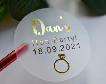 35 Hen Party Hen Do Clear Luxury Personalised Custom Sticker Foiled Stickers | Bride Tribe | Bachelorette Party | Team Bride |  Bridal Party