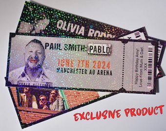 Personalised Foiled Concert Ticket, Event Ticket, Gift Voucher, Souvenir Ticket, Golden Ticket, Custom Gift Certificate, Christmas Gift Show