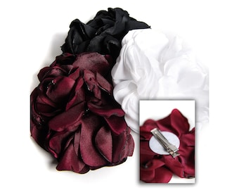 SATIN FLOWER CLIP - hair clip or brooch - the flower is available in several colors and is attached with a clip. Price for 1 flower