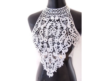 LACE TOP WHITE - Off-White Lace top that ties at neck and back with double face satin ties