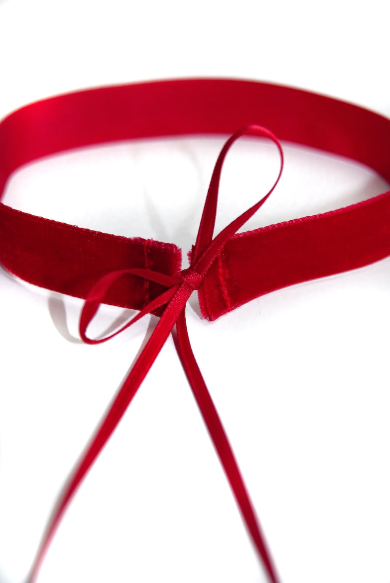Pu&ograve; includere: Un choker di velluto rosso con un fiocco. Il choker &egrave; legato con un lungo nastro che pu&ograve; essere regolato per adattarsi.