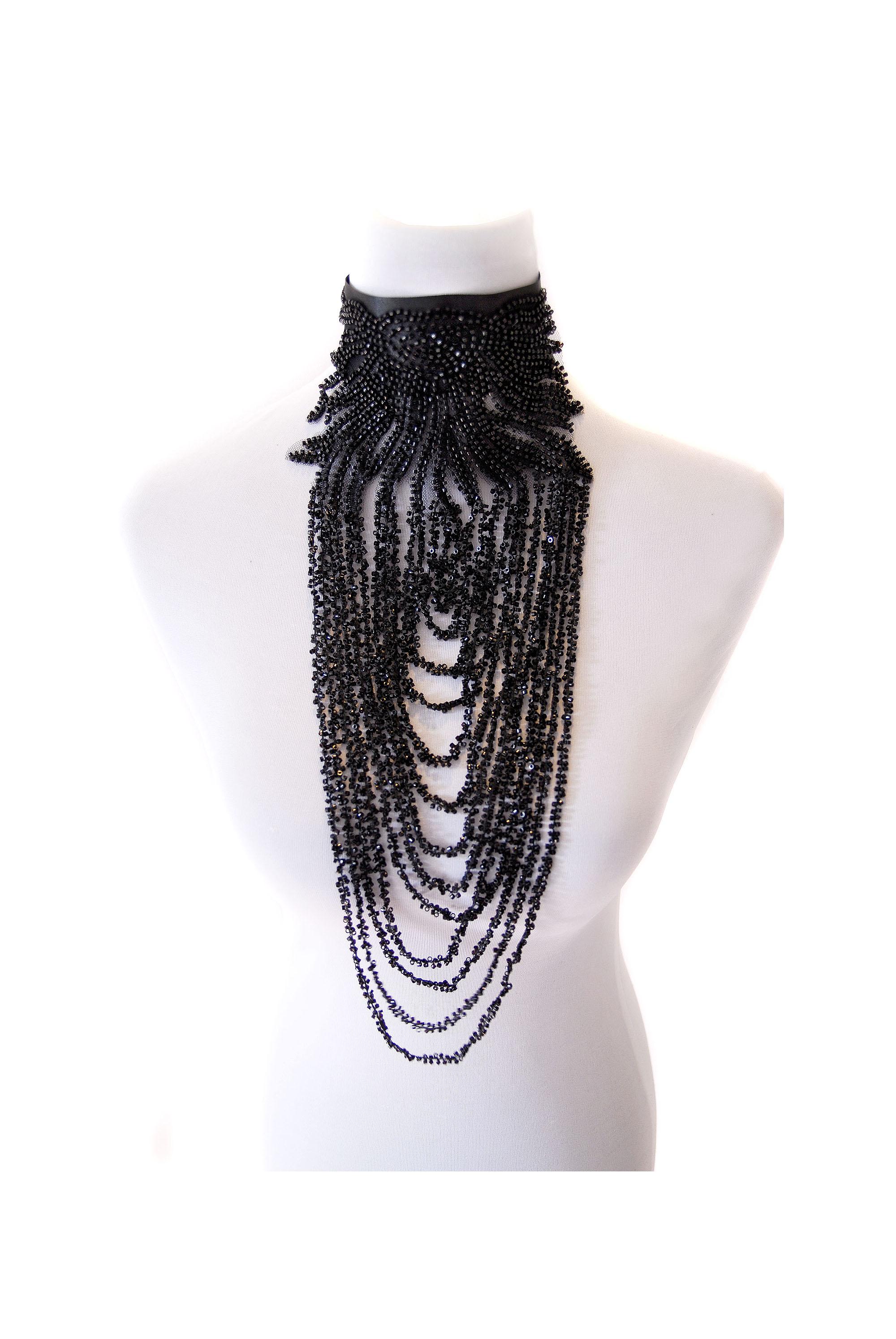 Plastron Collier Vintage France Années 1920-30 Strass Et Cristaux - Bijou Ancien Couture Métal