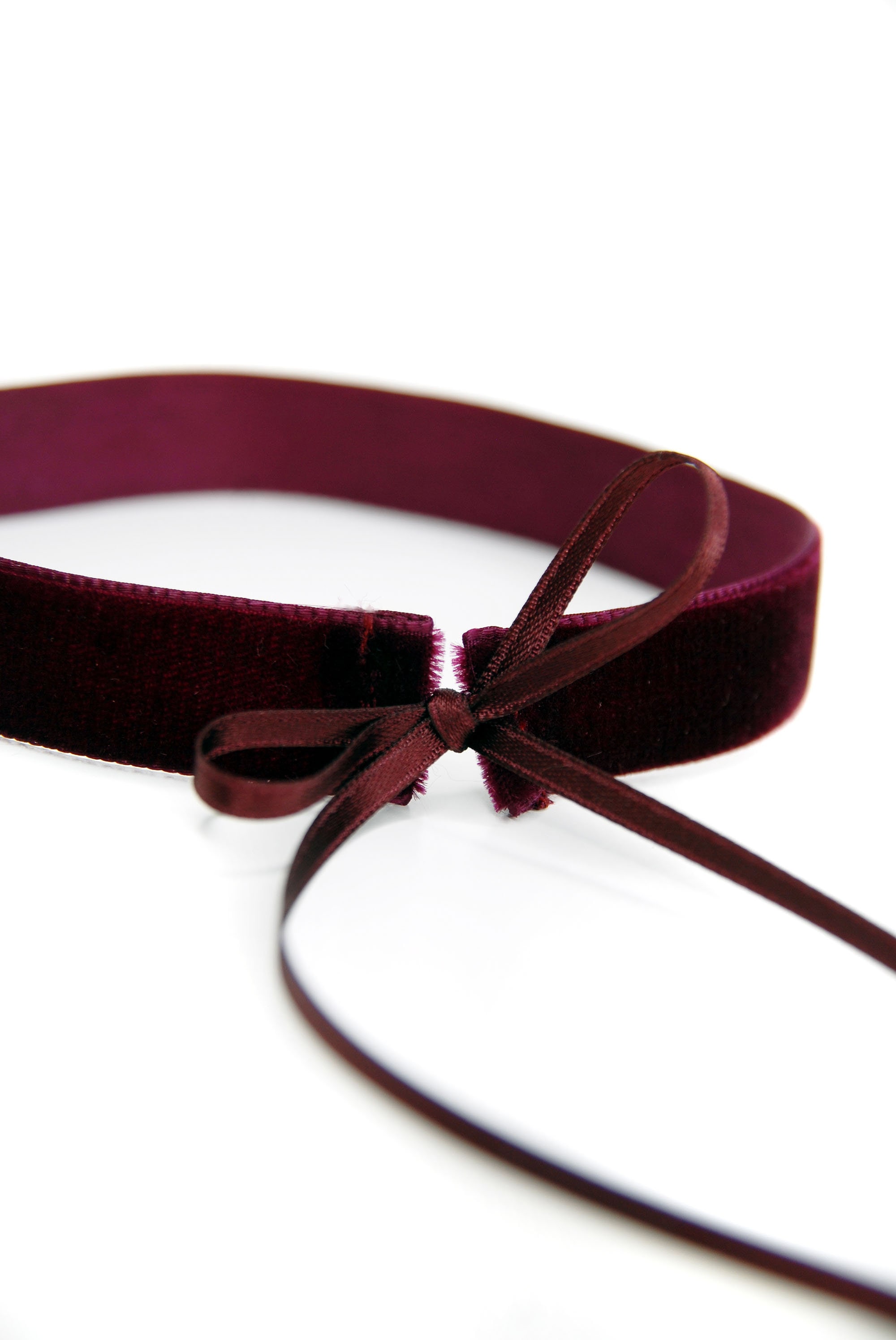 Burgundy Red Velvet Ribbon, Berry Wine Choker Velvet, Thin Velvet