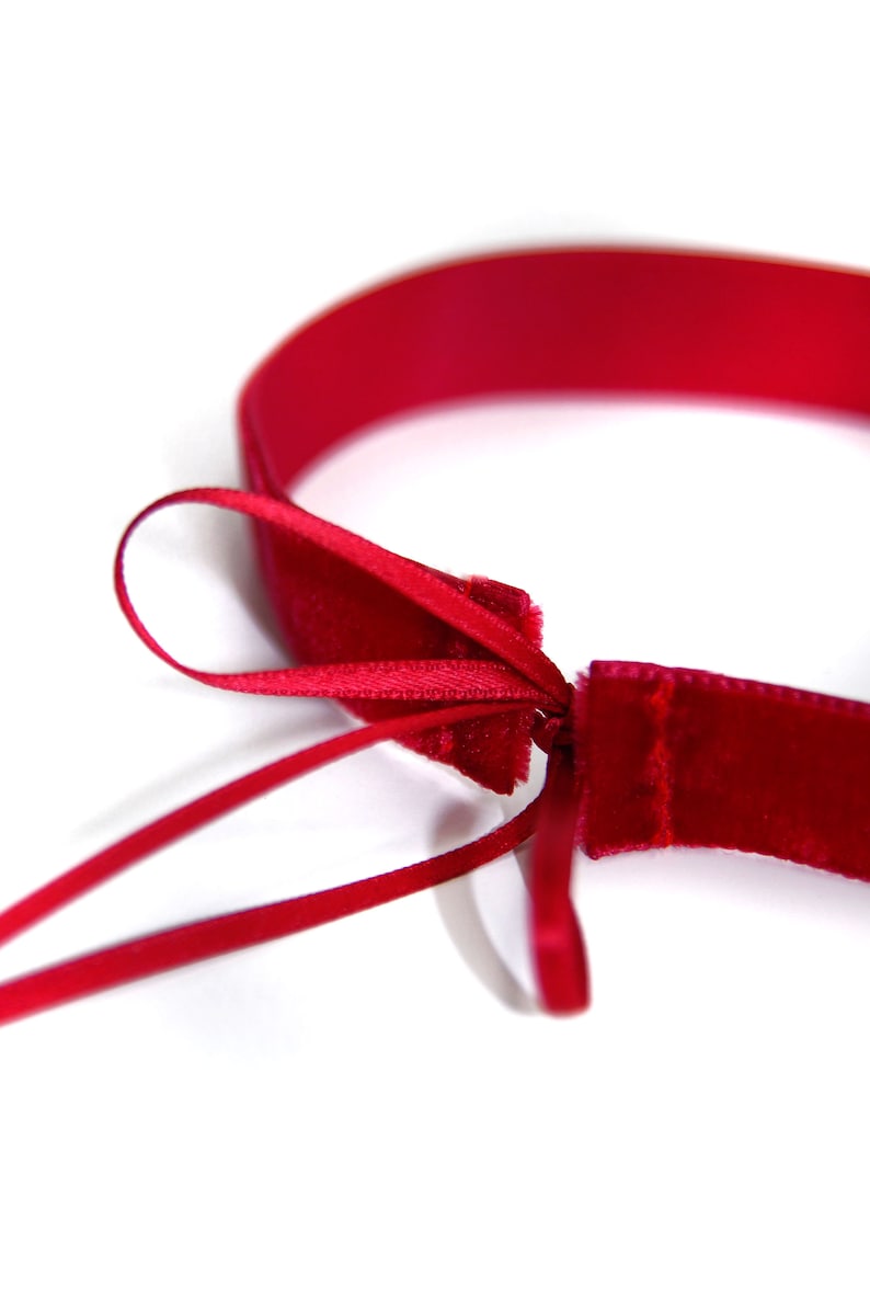 Pu&ograve; includere: Un nastro di velluto rosso legato in un fiocco. Il nastro &egrave; legato attorno a un pezzo di velluto rosso pi&ugrave; grande.