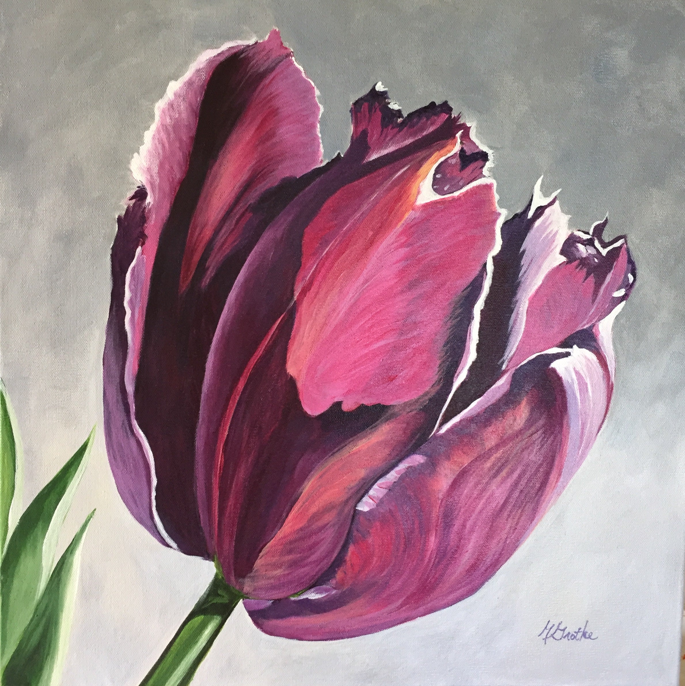 Purple Tulip Acrylic Painting Etsy Denmark
