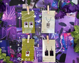 Custom song playlist earrings and necklaces and clip ons
