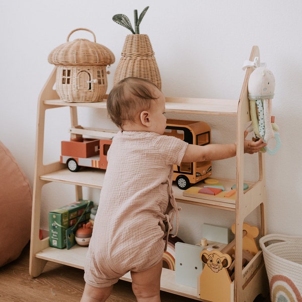 Montessori toy shelf storage, Eco-frendly furniture, Nursery decor, Playroom shelf, Montessori Storage, Display shelf toddler, Birthday gift