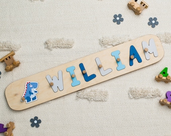 Baby Name Puzzle, 1st Birthday Gift for Baby Boy, Personalized Puzzle With Pegs, Wooden Toys,Custom Name Sign, Easter Gift for Baby Toddler