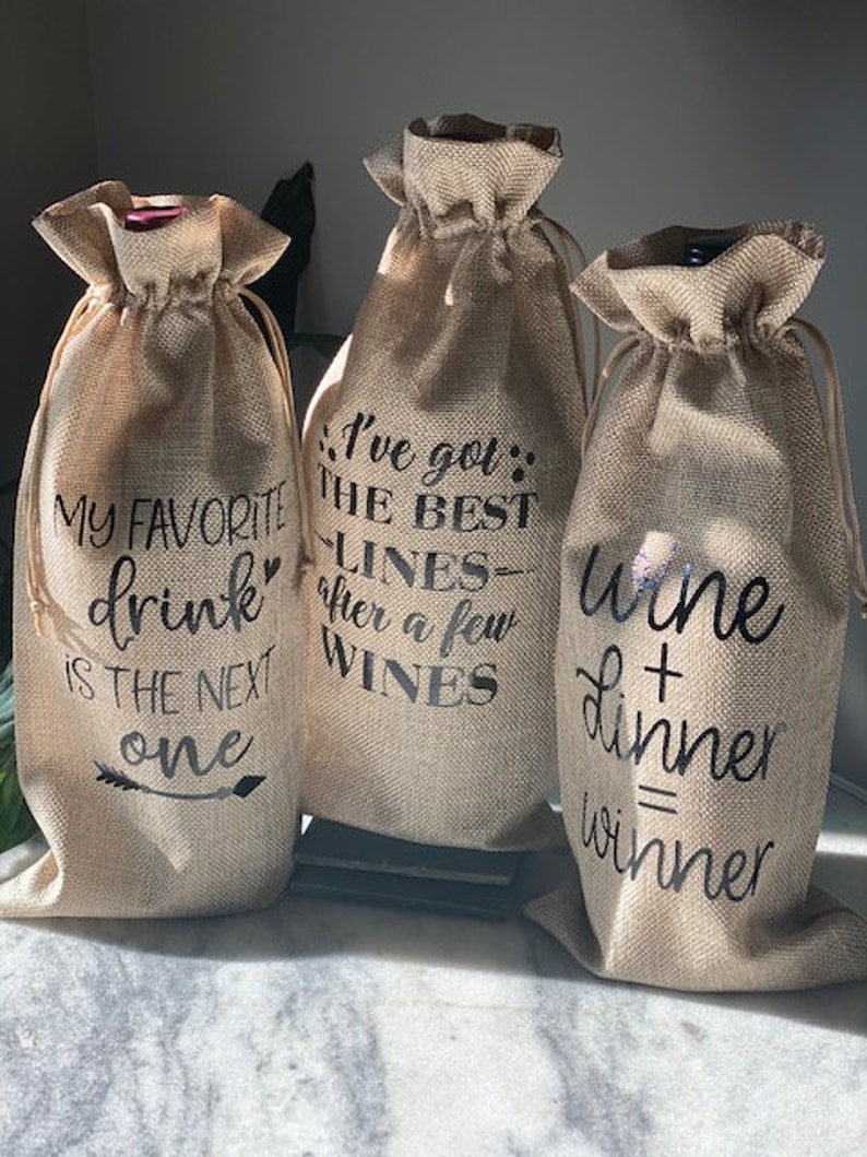 Customized Reusable Wine Bag Housewarmingwinewhite Elephant Etsy