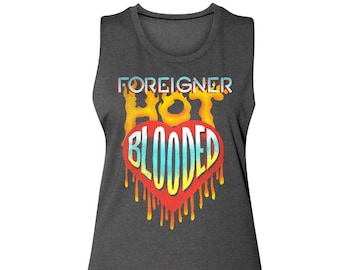 FOREIGNER Band Hot Blooded Women's Tank Top Music Burning Heart Song Merch