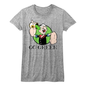Popeye The Sailor Women&#39;s T-Shirt Go Green Grey Graphic Tee Vintage Cartoon Character Tour Merch Funny Anime Shirt Best Gift For Her