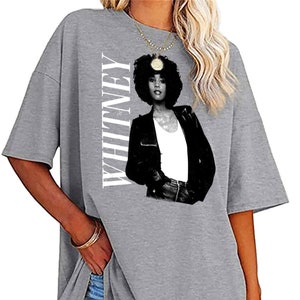 Whitney Houston Oversize T-Shirt Essential Album Poster Women&#39;s Loose FiT-Shirts I Will Always Love You Merch Ladies Boyfriends Tee