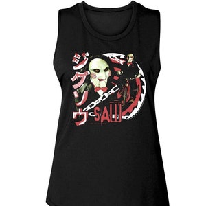 SAW Women&#39;s Tank Top Japanese Movie Poster Graphic Tees Bicycle Jigsaw Puppet Horror Vintage T-Shirt Ladies Muscle Sleeveless Tops