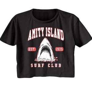 JAWS Crop Top for Women Movie Poster Sharks Horror Shirt