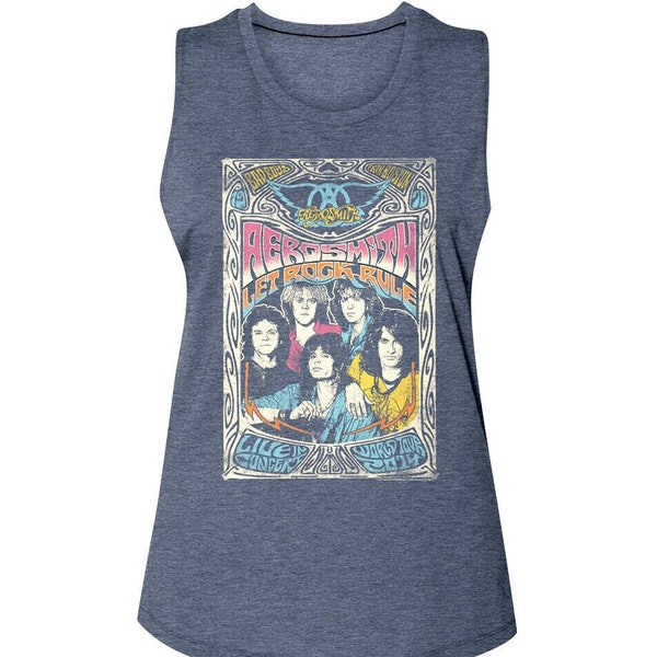 AEROSMITH Women's Tank Top Let Rock Rule World Tour 2014 Graphic Tees Live in Concert Boston Band Photo T-Shirts Ladies Vintage Tops