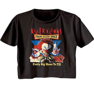 KILLER KLOWNS Women&#39;s Crop Top Clown Horror Movie Poster Shirt